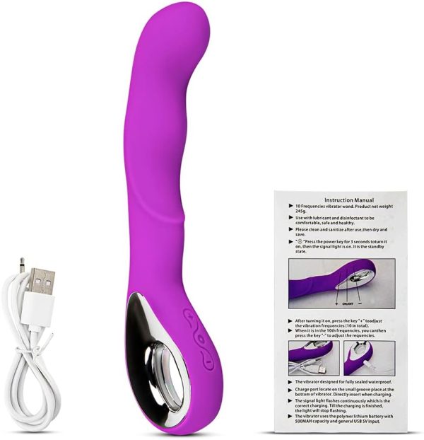 Вібратор для жінок G-Spot зігнутої форми з USB-зарядкою фіолетовий - Зображення 3