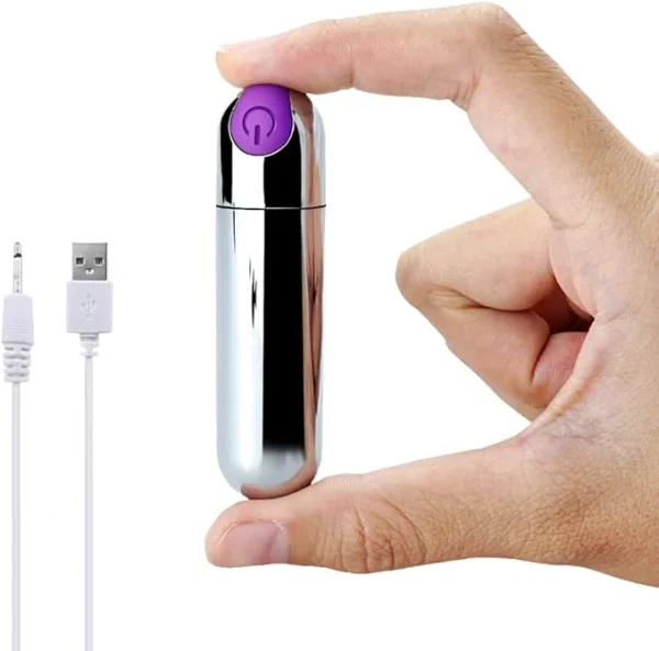 Міні-вібратор кулька із металевим блиском, 10 режимів, USB зарядка - Зображення 5