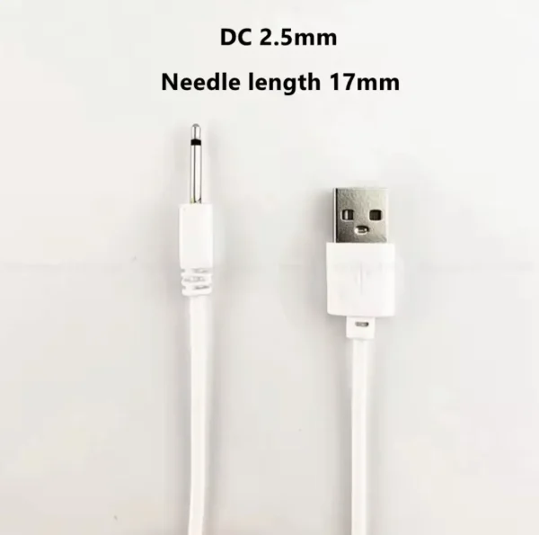 USB-кабель для зарядки вібратора (DC 2.5 мм, 100 см, білий) - Зображення 4