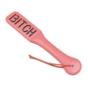 Червоний паддл з еко-шкіри "BITCH"