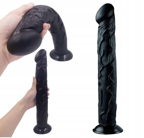 Мегавеликий фаллоімітатор на присоску Реалістичний Big Dildo 35/6см чорний - Зображення 2