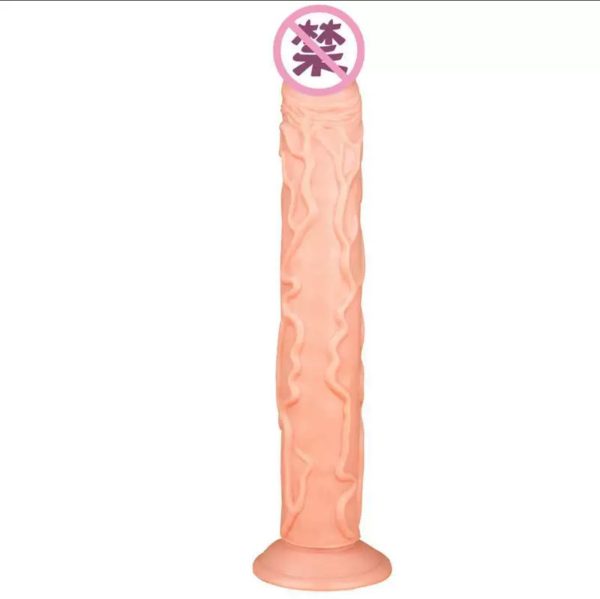 Мегавеликий фаллоїмітатор на присоску Реалістичний Big Dildo 35/6см бежевий - Зображення 3