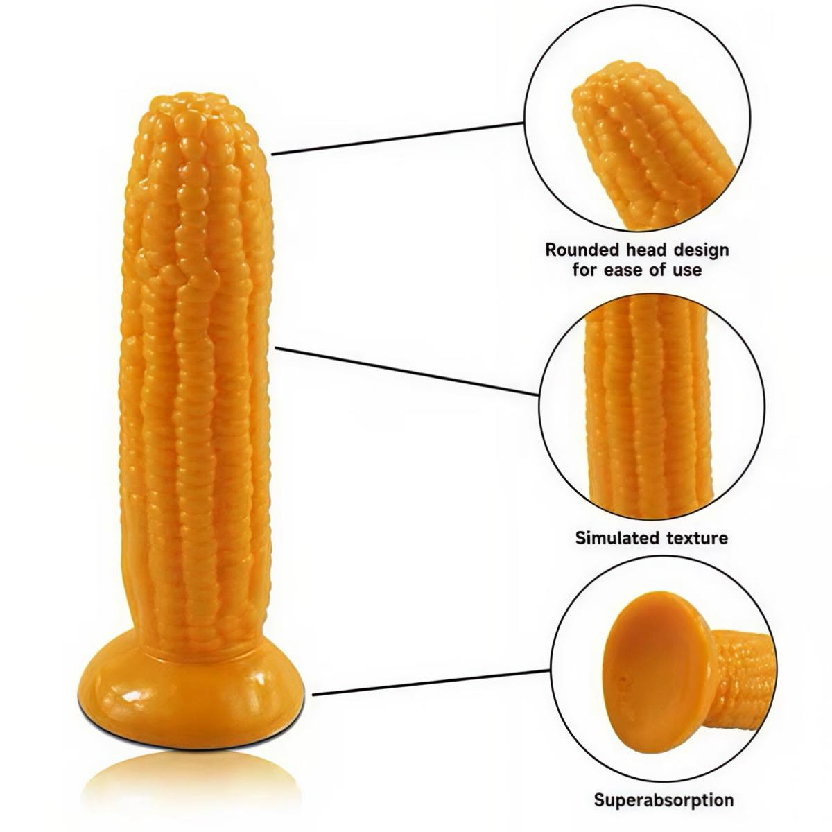 Анальний фалоімітатор з присоскою кукурудза 16 см, жовтий — изображение 5