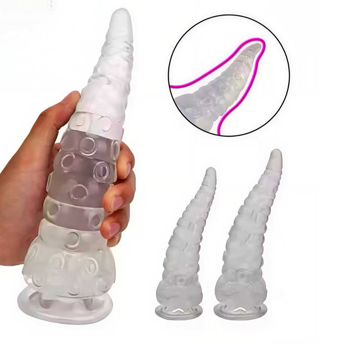 Анальна пробка рельєфна 15,5 см Щупальце, прозора - Зображення 4