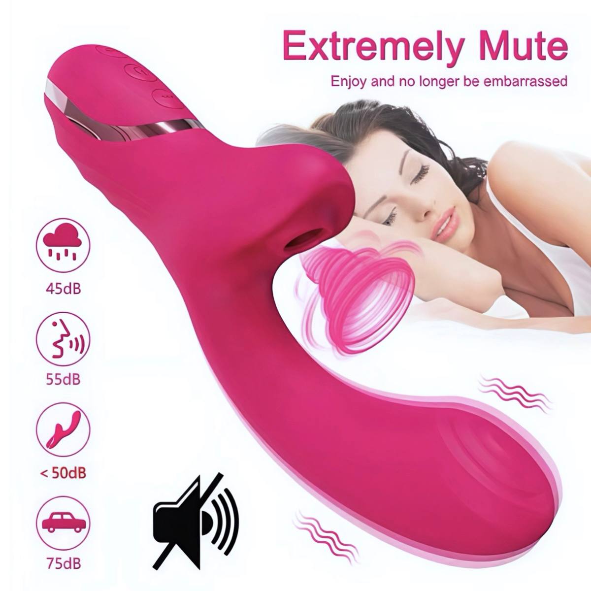 Кролик з вакуумним вібратором 2в1 рожевий - Зображення 3