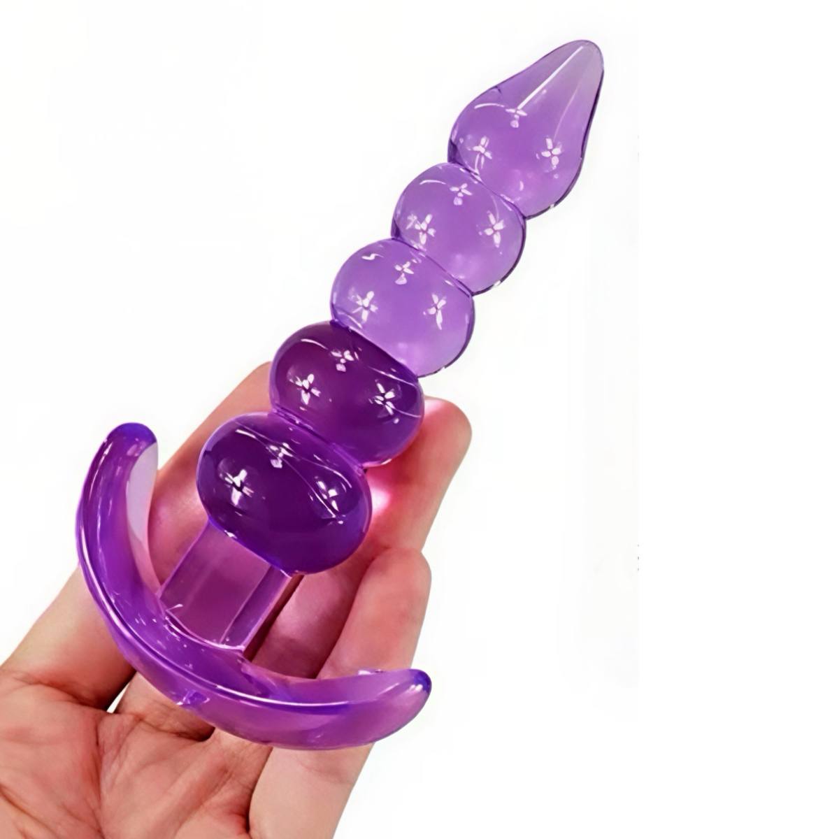 Анальна пробка кульки з обмежувачем, фіолетова - Зображення 5