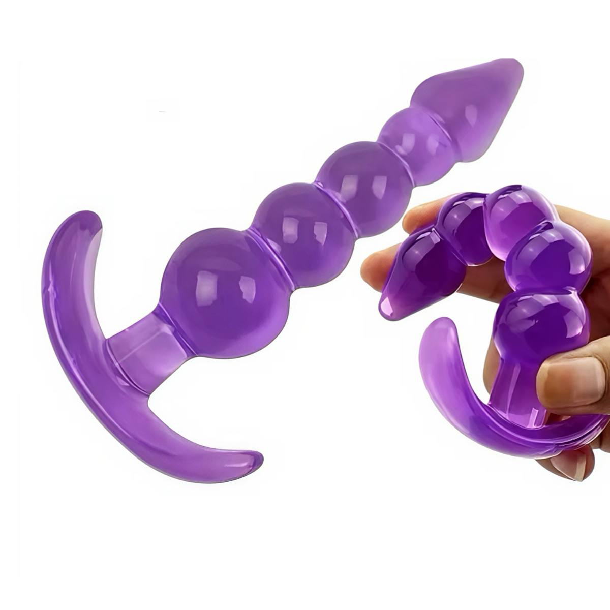 Анальна пробка кульки з обмежувачем, фіолетова - Зображення 4