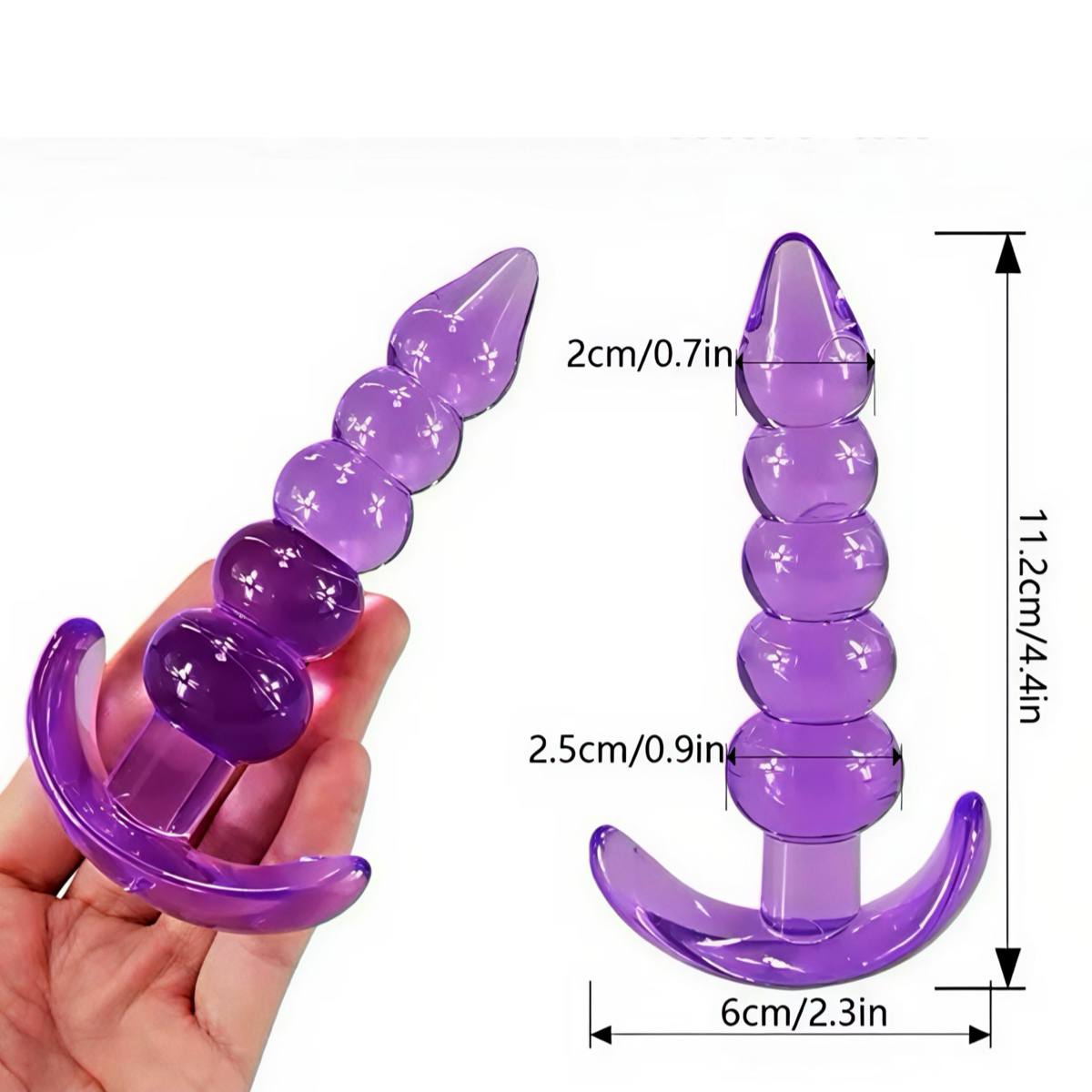 Анальна пробка кульки з обмежувачем, фіолетова - Зображення 2