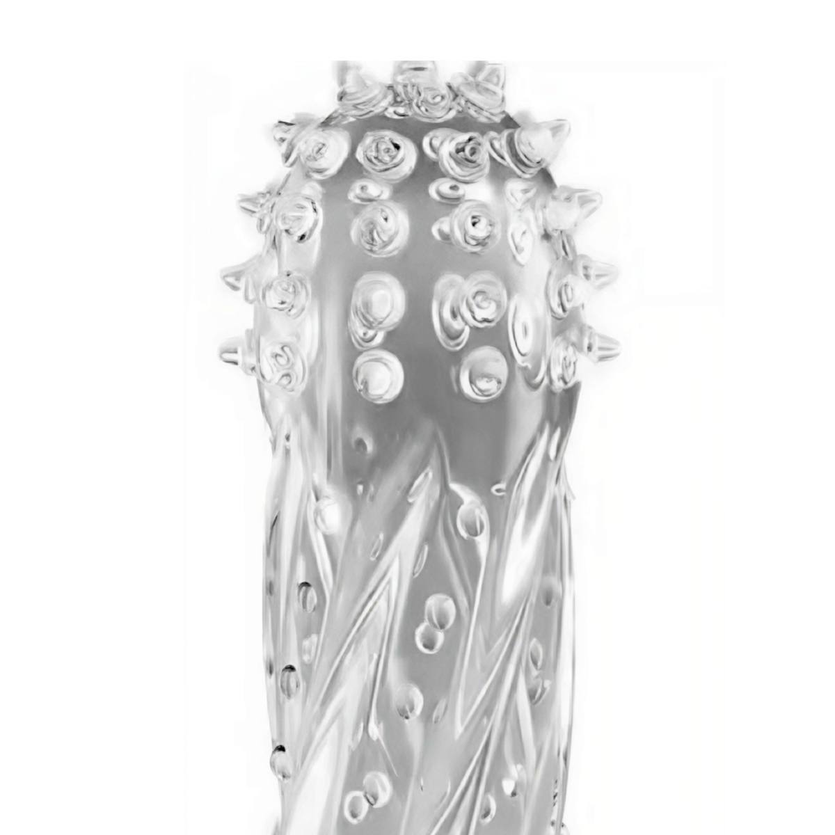 Насадка на пеніс силіконова рельєфна 12 см, прозора - Зображення 2