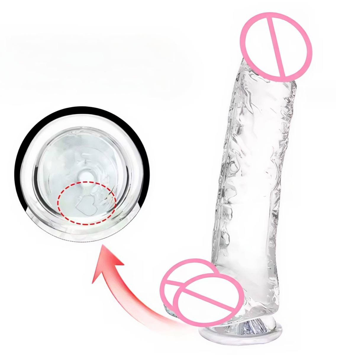 Фалоімітатор прозорий з мошонкою для вагінального та анального використання, 19 см - Зображення 2