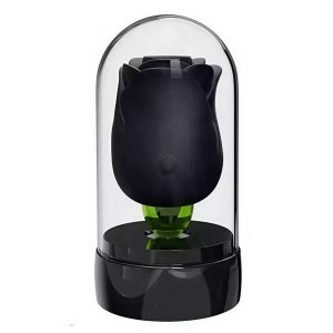 вакуумний кліторальний вібратор троянда чорна 2в1 у колбі, силікон