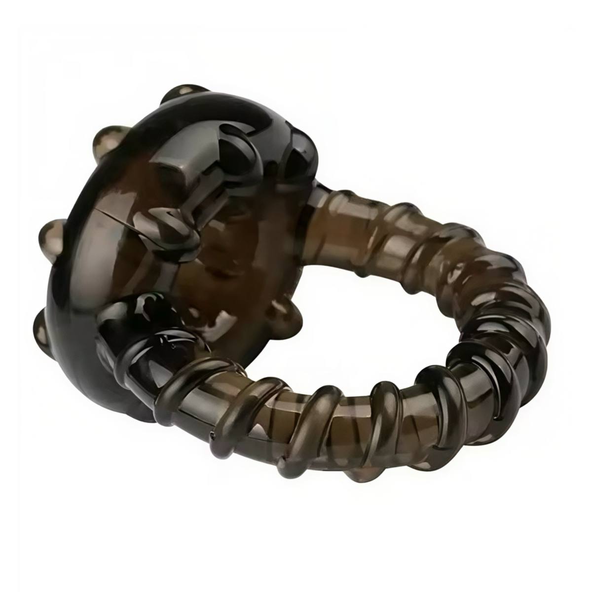 Ерекційне кільце подвійне рельєфне силіконове, темне - Зображення 4