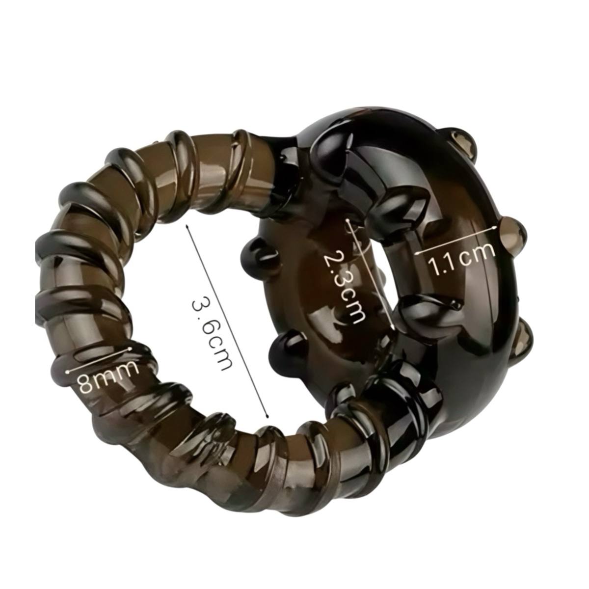 Ерекційне кільце подвійне рельєфне силіконове, темне - Зображення 5