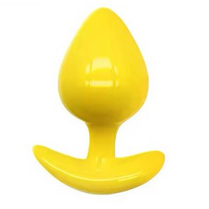 анальна пробка кругла силіконова з обмежувачем, жовта
