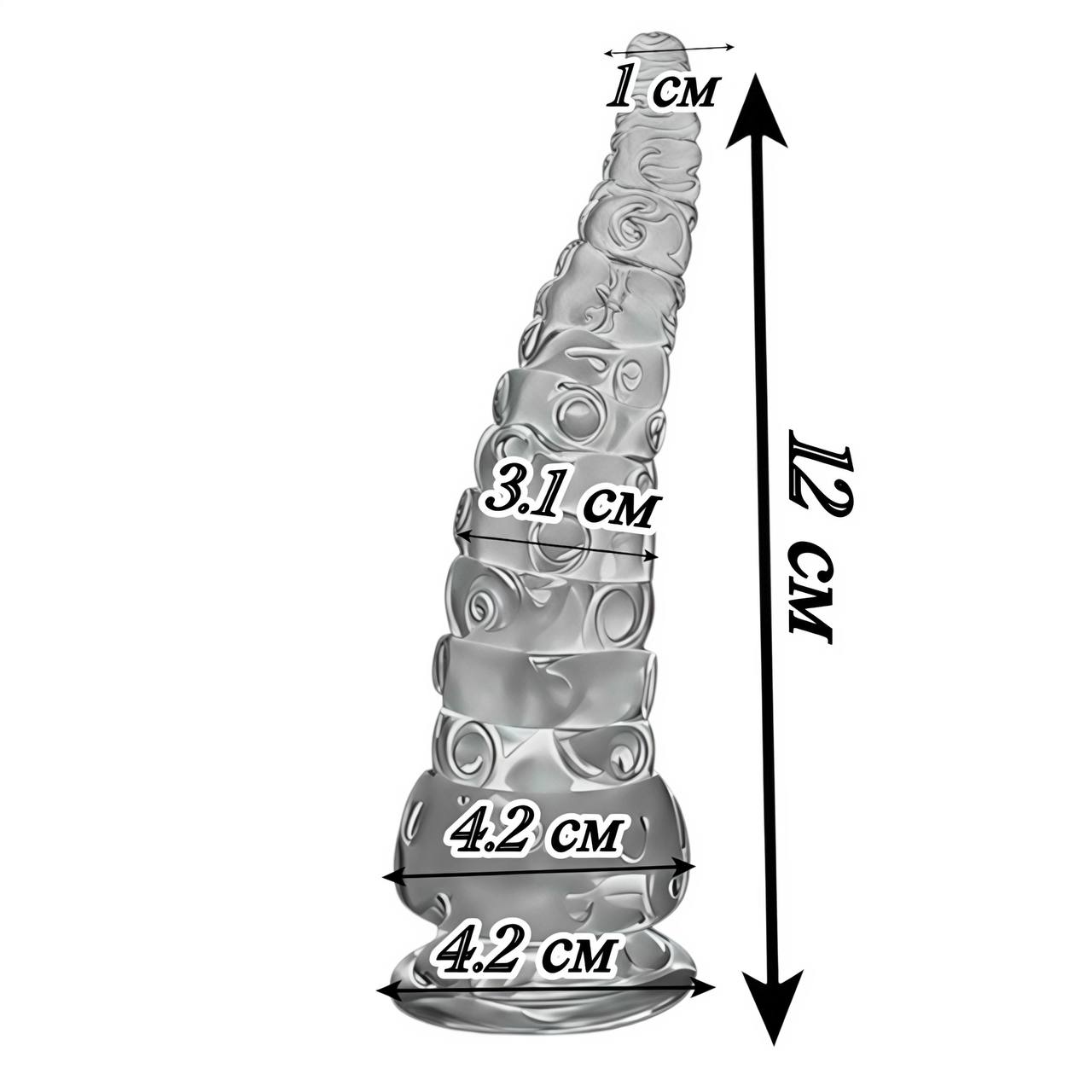 Анальна пробка рельєфна 12 см Щупальце, прозора - Зображення 5