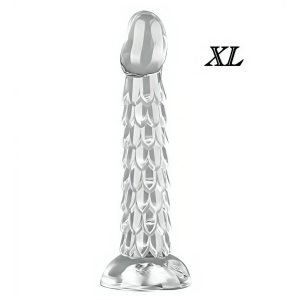 фалоімітатор рельєфний прозорий з присоскою для вагінального та анального використання, силікон