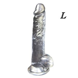 фалоімітатор прозорий з мошонкою для вагінального та анального використання, tpe