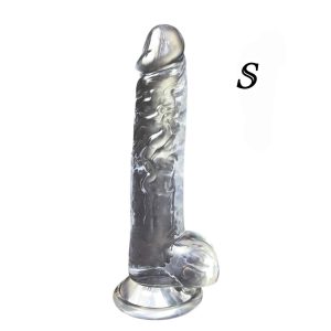 фалоімітатор прозорий з мошонкою для вагінального та анального використання, tpe