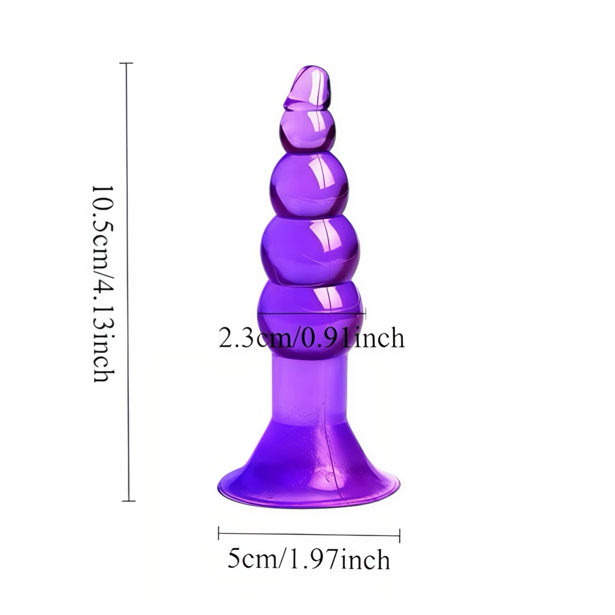 Анальна пробка силіконова з поступовими кульками на присосці фіолетова - Зображення 2