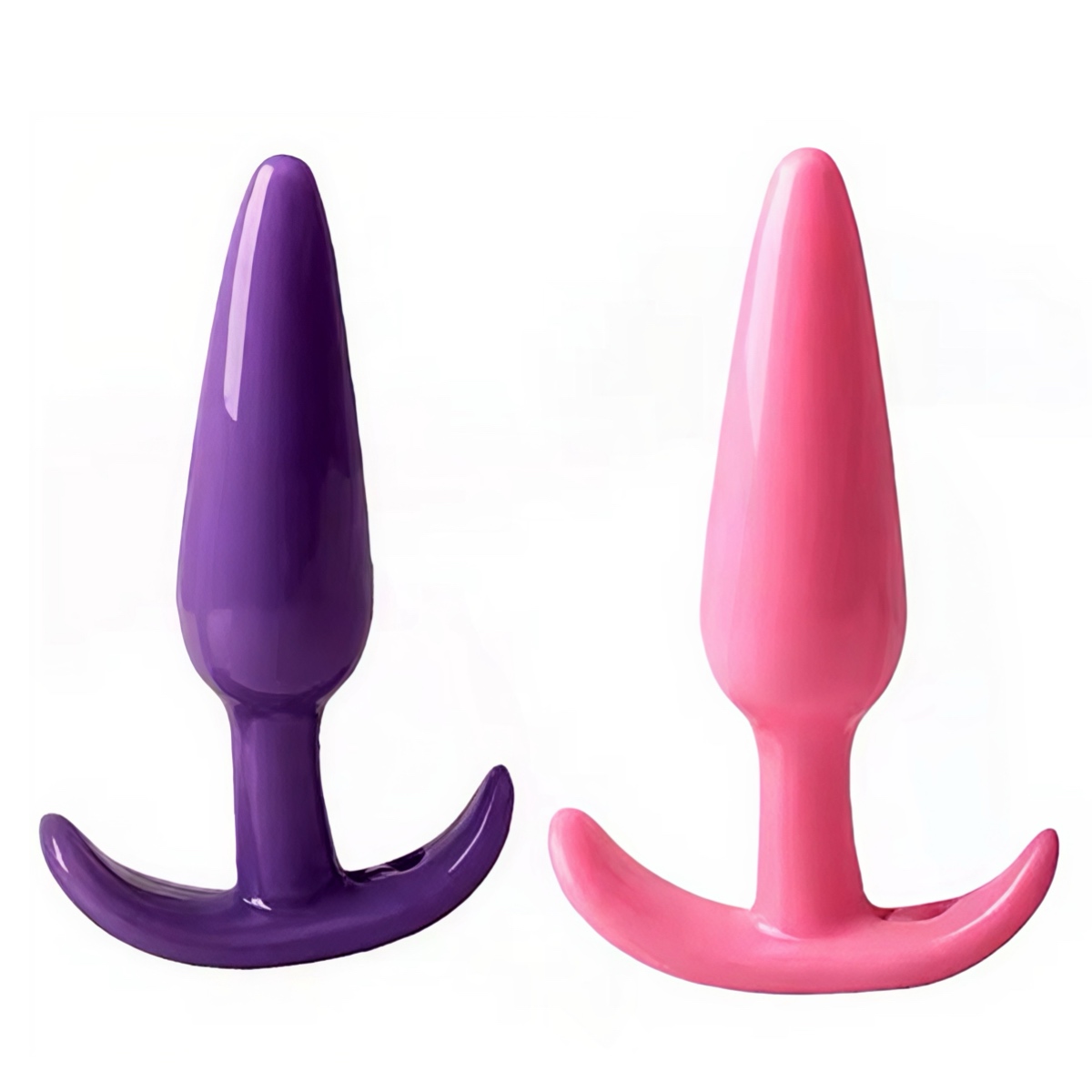 Анальна силіконова пробка фіолетова зі стопером у подовженій конусній формі - Зображення 4