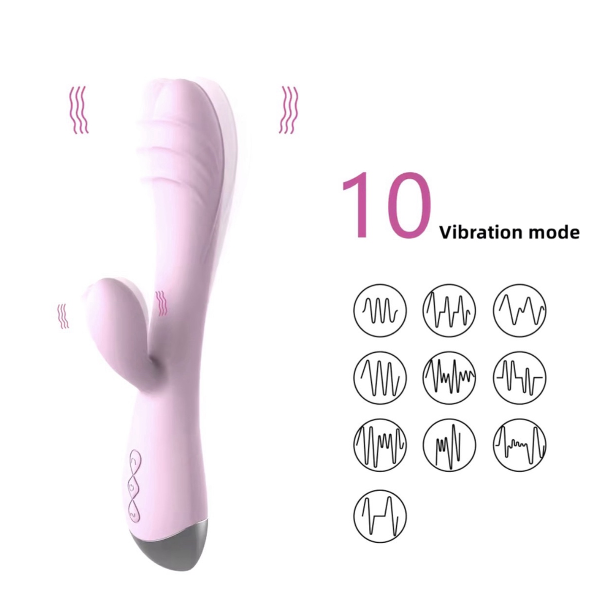 Вібратор кролик рожевий з подвійною стимуляцією та 10 режимами вібраціїй — изображение 3