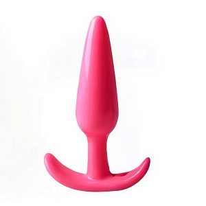 анальна пробка конусна силіконова рожева зі стопером