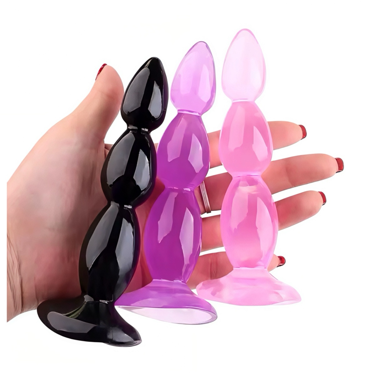 Анальна пробка на присосці рожева хвилеподібна - Зображення 6