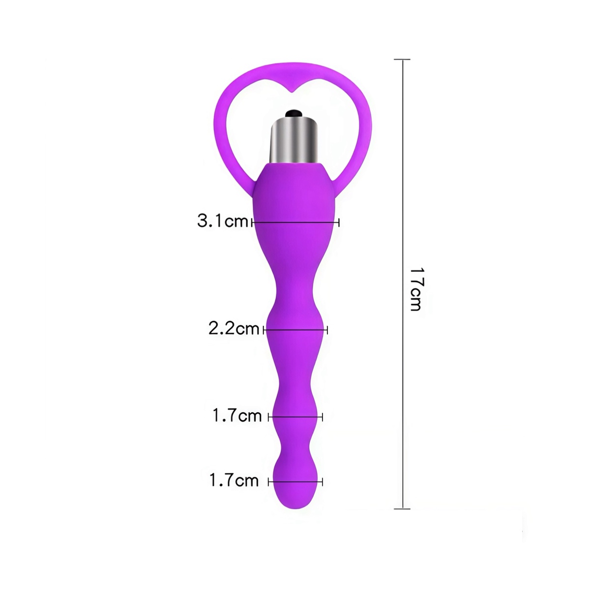 Анальна пробка з вібрацією та фіксуючим кільцем, силікон, фіолетова - Зображення 4