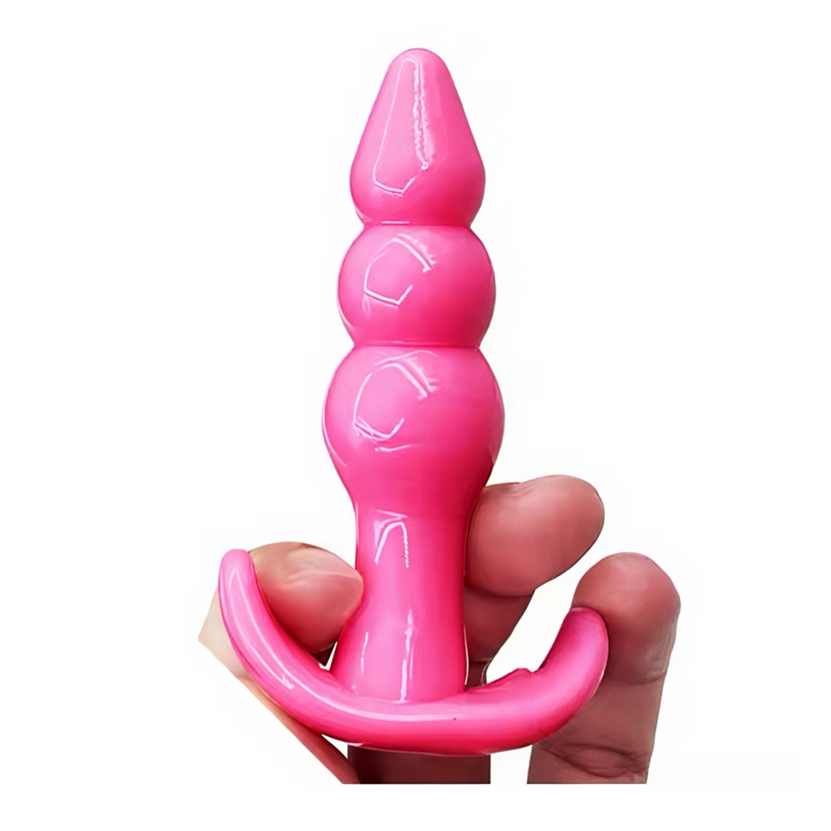 Анальна пробка якореподібна з двома кульками та конусним носиком рожева - Зображення 3