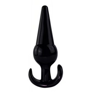 анальна пробка силіконова конусна зі стопером чорна 12 см