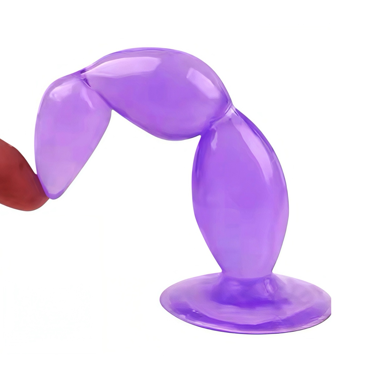 Анальна пробка на присосці з трьома фіолетовими видовженими кульками - Зображення 3