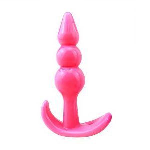 анальна пробка з конусом та кульками з мякого силікону рожева