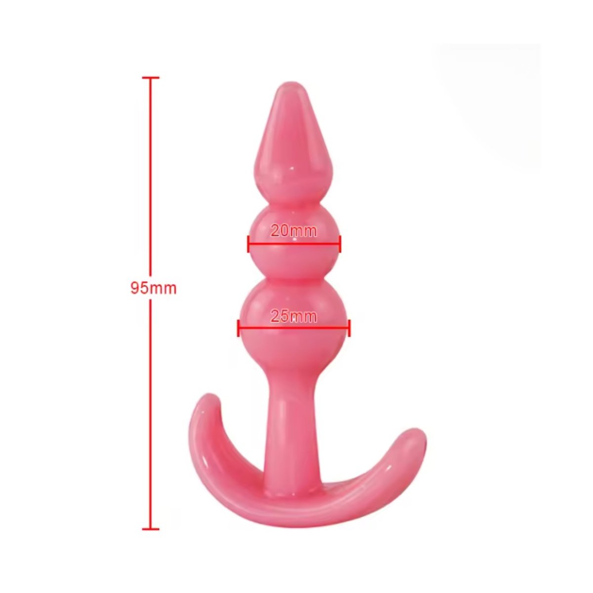 Анальна пробка якореподібна з двома кульками та конусним носиком рожева - Зображення 2
