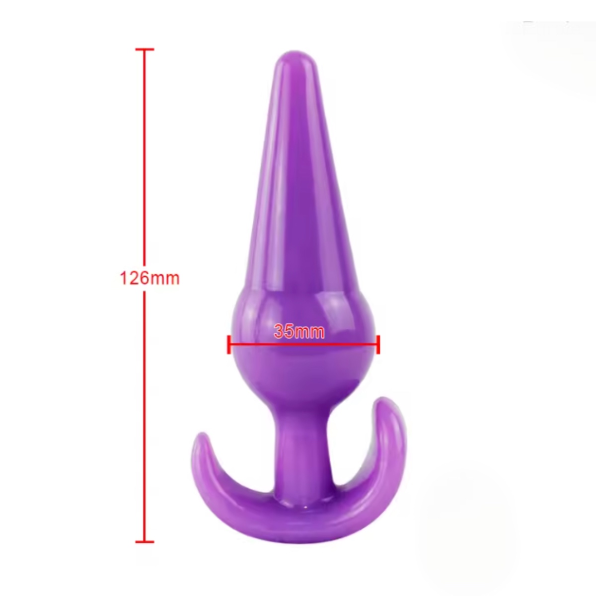 Силіконова анальна пробка конусоподібна зі стопером фіолетова - Зображення 2