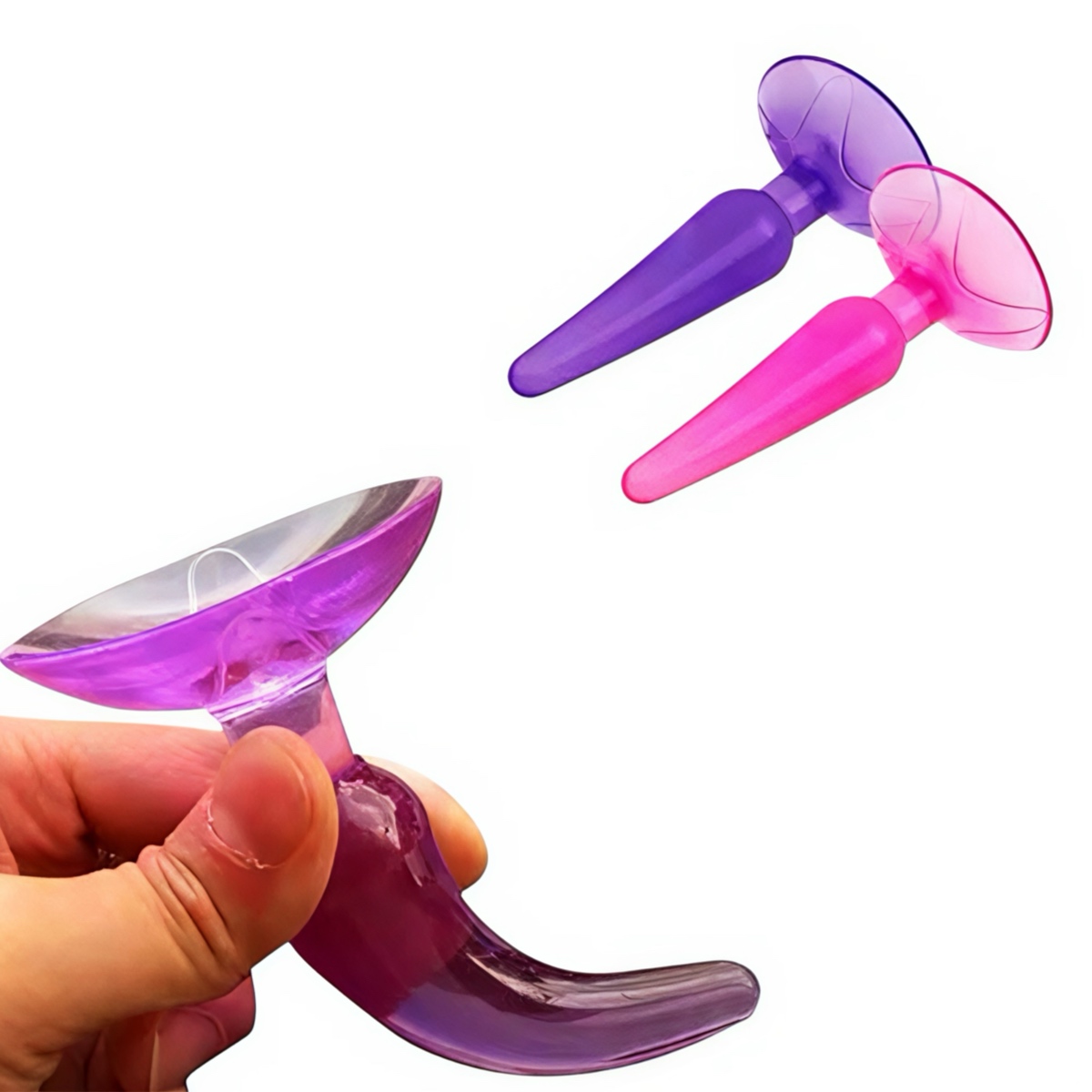 Анальна пробка з вузьким силіконовим конусом на присосці рожевого кольору - Зображення 5