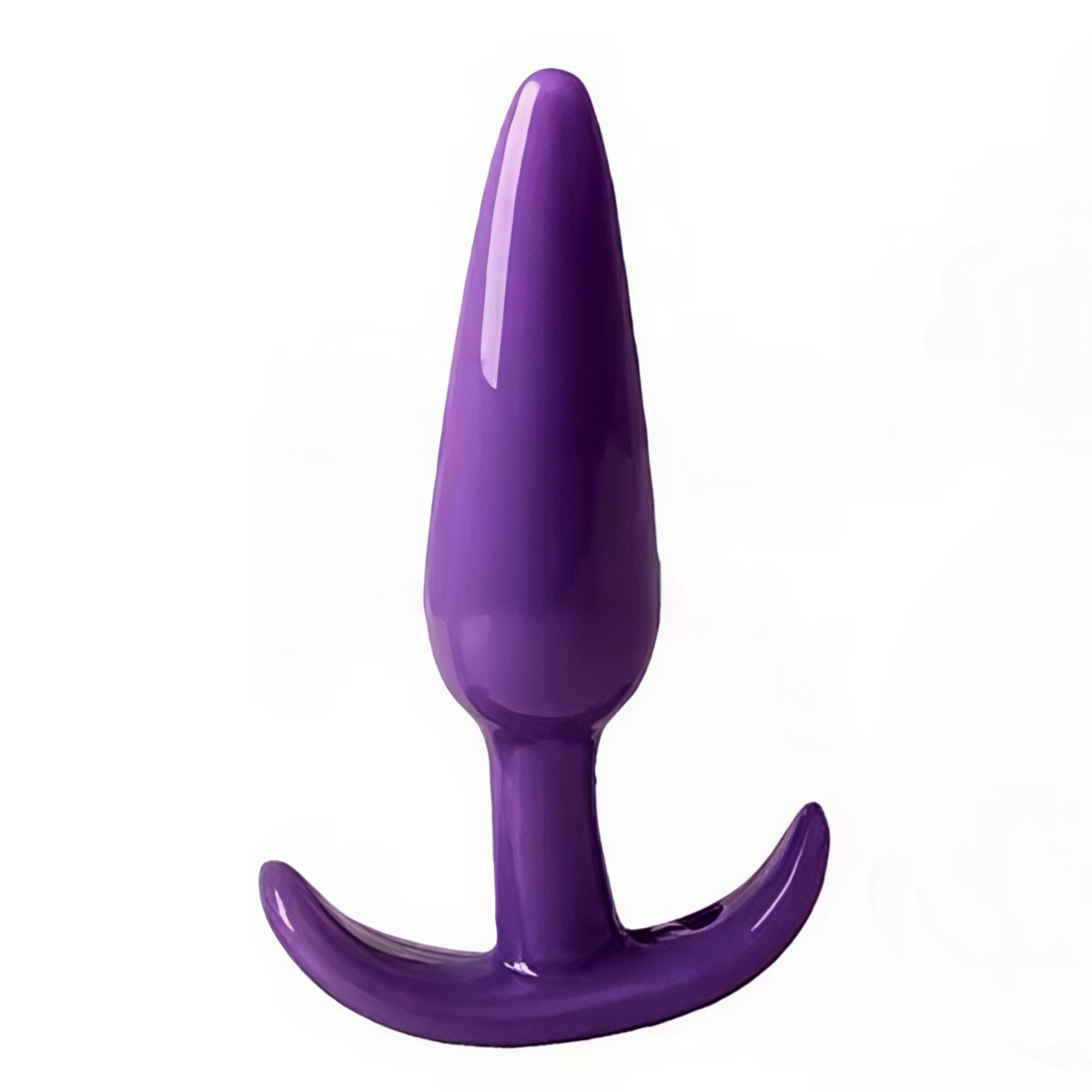 анальна пробка силіконова фіолетова конусна зі стопером 12 см
