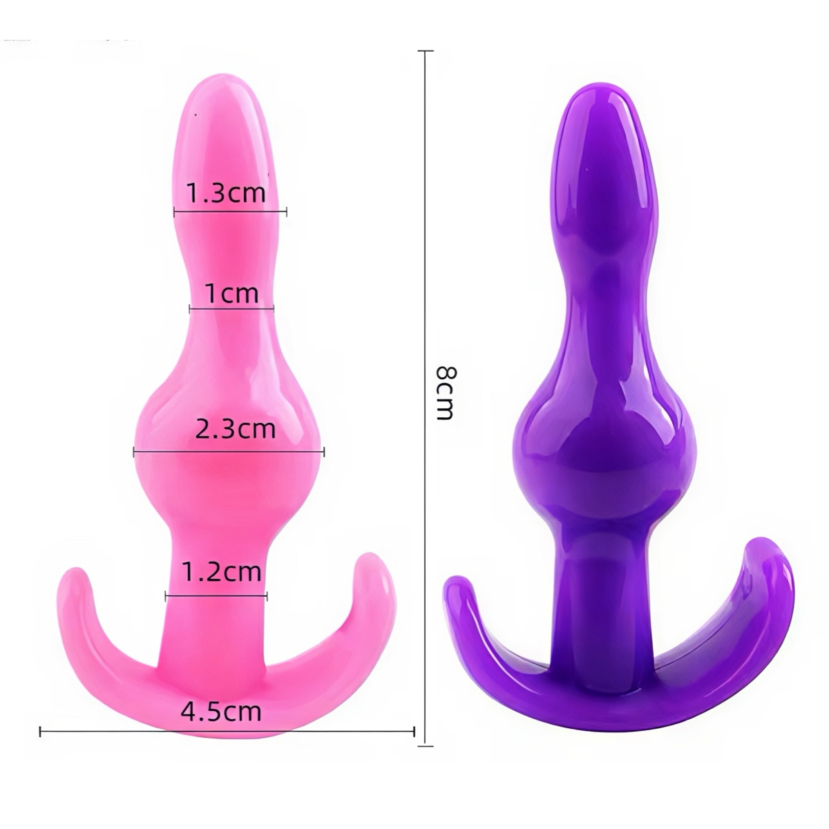 Анальна пробка силіконова фігурна рожева з якірним упором - Зображення 2