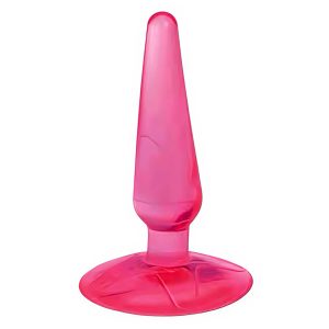 анальна пробка конусна рожевого кольору з присоскою