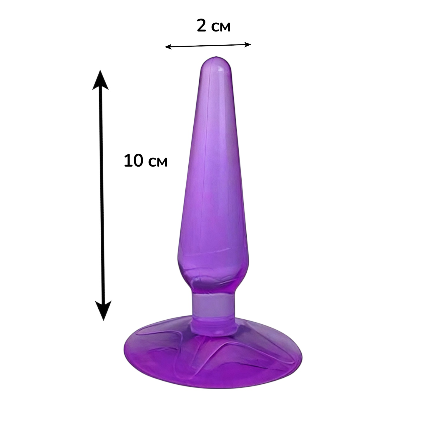 Анальна пробка фігурна силіконова з присоскою для новачків фіолетова - Зображення 2