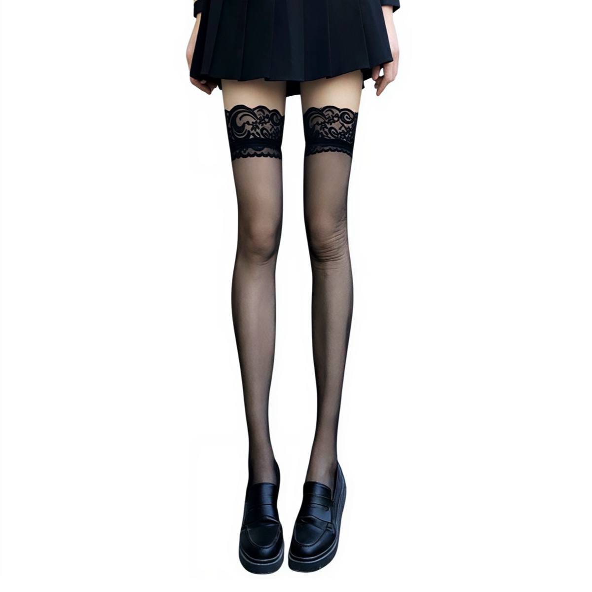 Панчохи еротичні прозорі з мереживним верхом - Зображення 2