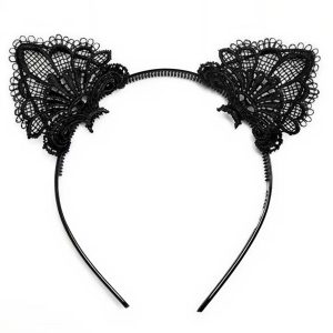 еротичний обруч з мереживними вушками чорний