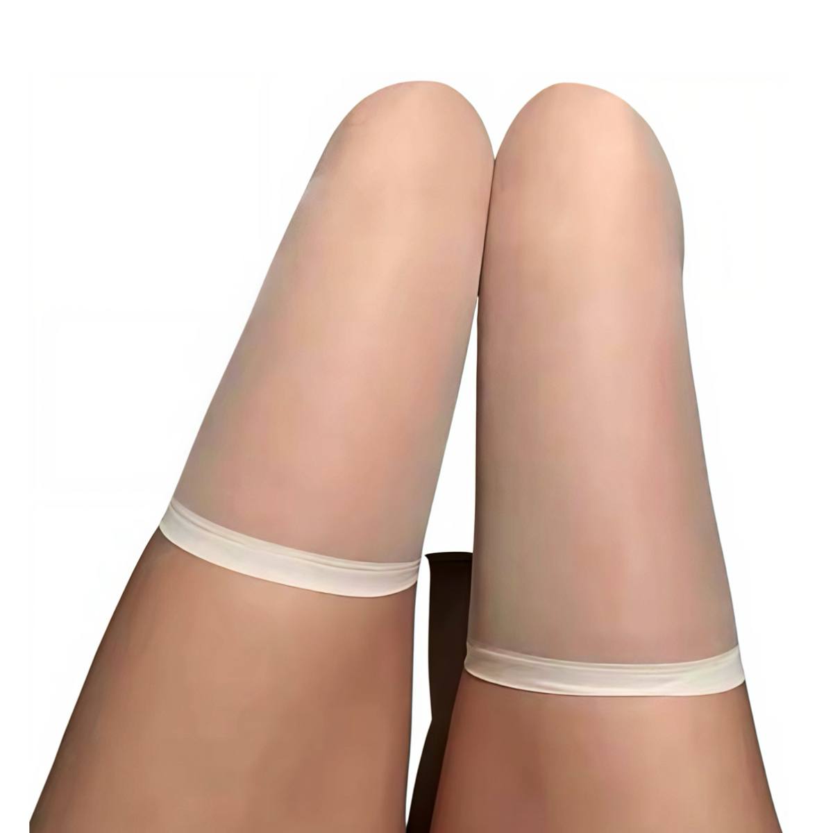 Панчохи еротичні прозорі з гладким верхом без мережива білі - Зображення 2