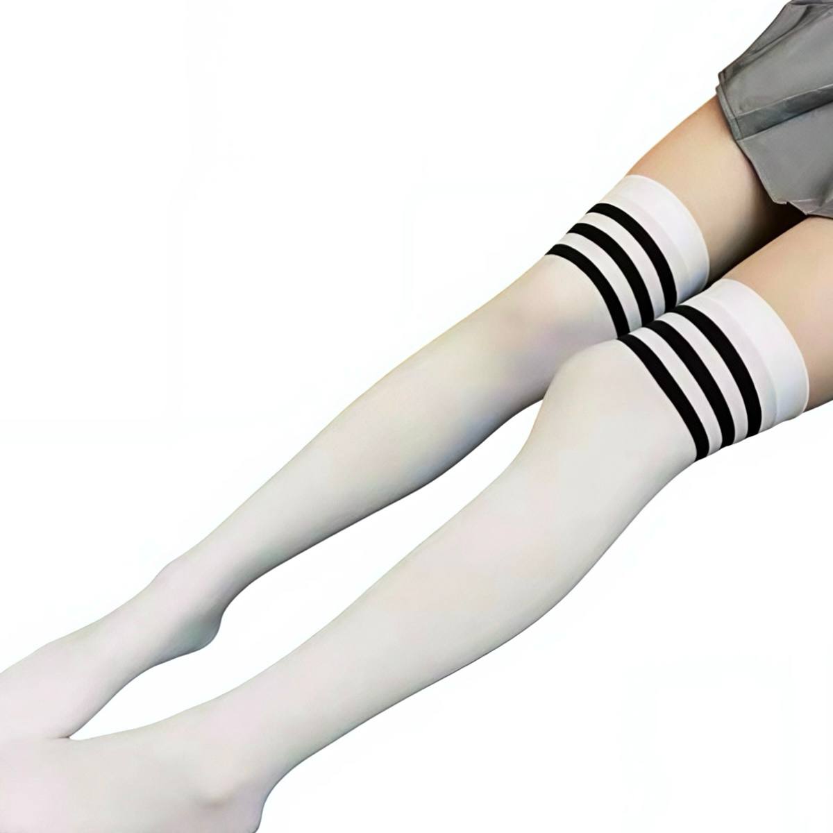 Панчохи капронові білі з чорними смужками - Зображення 4