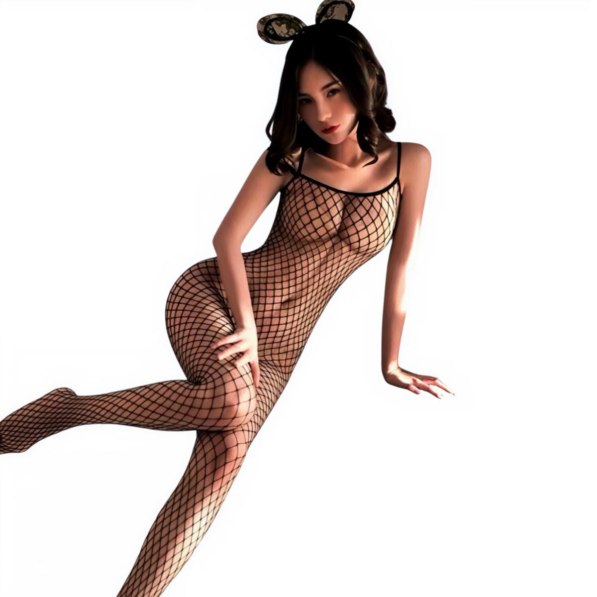 Боді-сітка на все тіло чорна з відкритим доступом тонка — изображение 3