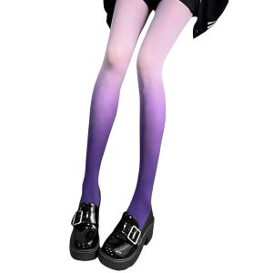 колготи градієнт фіолетово-рожеві напівпрозорі, еластичний матеріал
