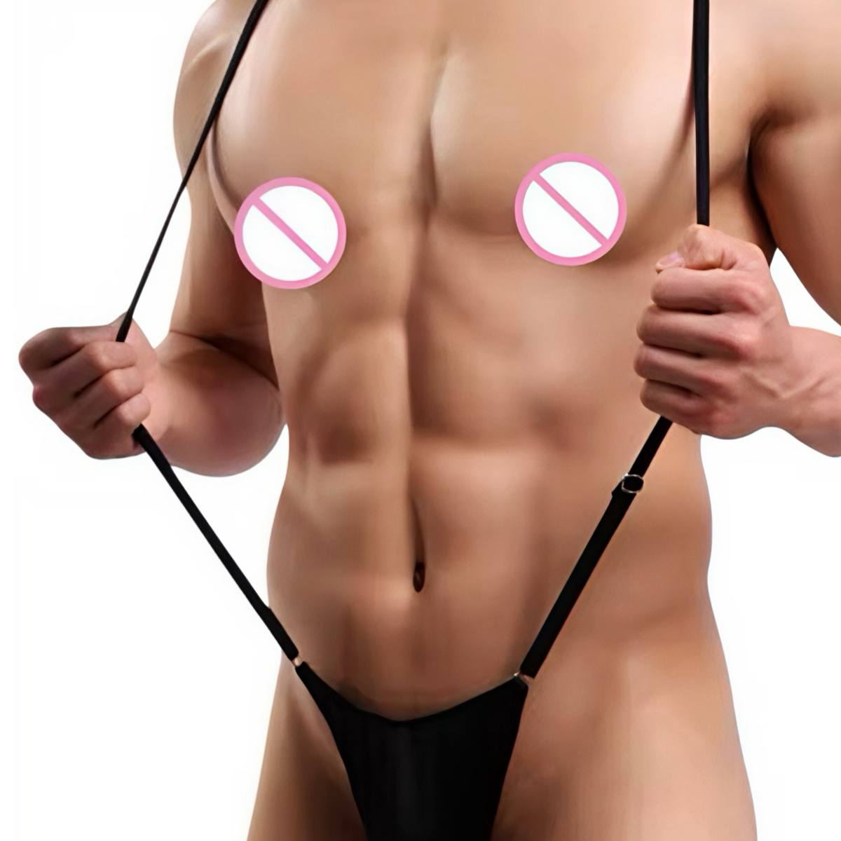Еротичні чоловічі труси з довгими бретелями чорні - Зображення 2