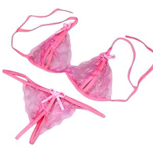 комплект еротичної білизни рожевий мереживний, прозорий формат