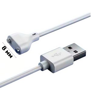 магнітний зарядний шнур 8 мм для секс-іграшок, білий USB кабель