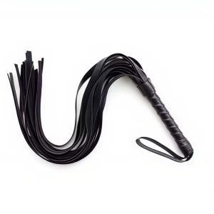 батіг для БДСМ з еко-шкіри чорний з петлею, пльотка для рольових ігор