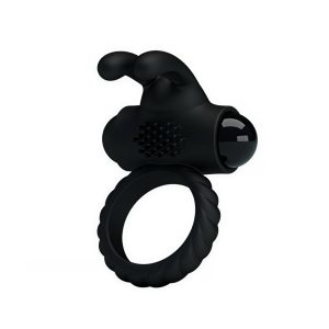 силіконове ерекційне віброкільце зі стимулятором клітора чорне для пар